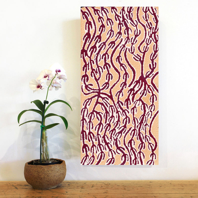 Aboriginal Artwork by Susie Nangala Watson, Mina Mina Dreaming, 61x30cm