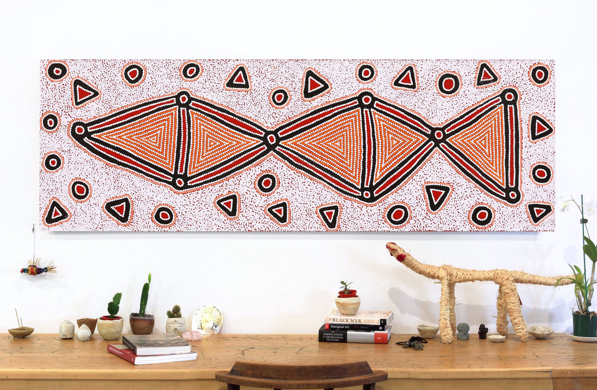 Aboriginal Art by Valerie Napanangka Marshall, Karnta Jukurrpa (women's Dreaming), 183x61cm - ART ARK®