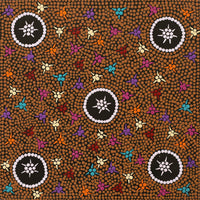 Aboriginal Artwork by Veronica Napangardi Williams, Ngapa Jukurrpa (Water Dreaming) - Pirlinyarnu, 30x30cm