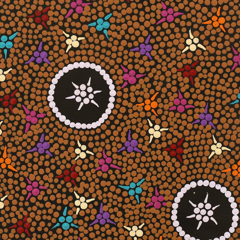 Aboriginal Artwork by Veronica Napangardi Williams, Ngapa Jukurrpa (Water Dreaming) - Pirlinyarnu, 30x30cm