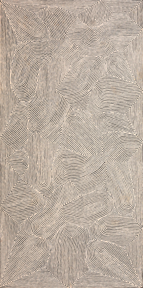 Aboriginal Artwork by Walter Jangala Brown, Tingari Cycle, 183x91cm
