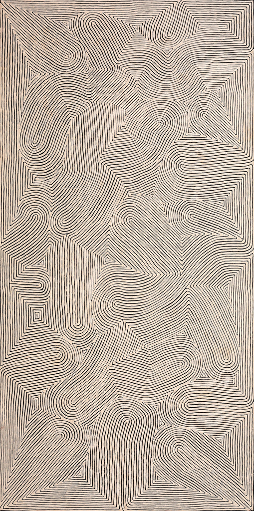 Aboriginal Artwork by Walter Jangala Brown, Tingari Cycle, 183x91cm