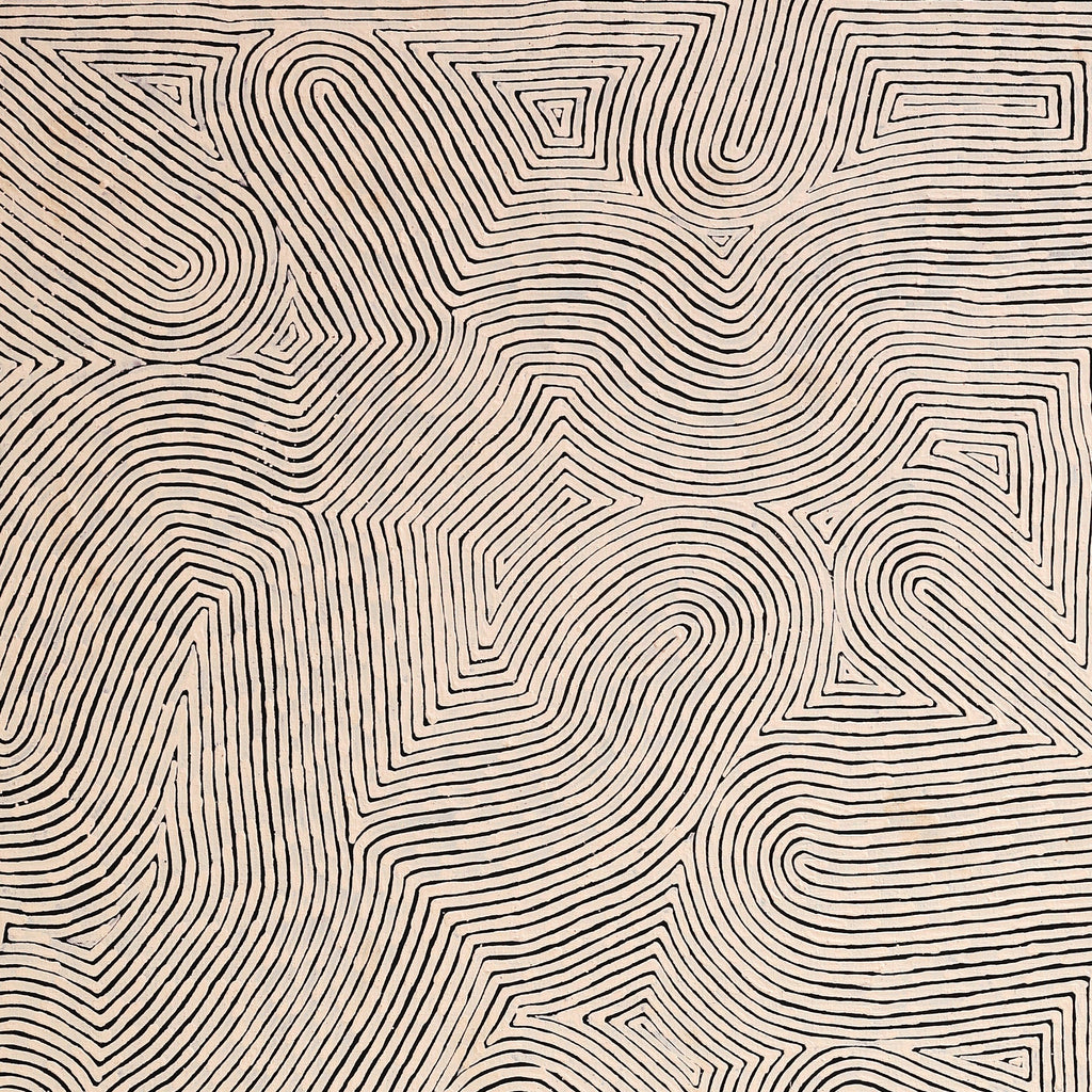 Aboriginal Artwork by Walter Jangala Brown, Tingari Cycle, 183x91cm