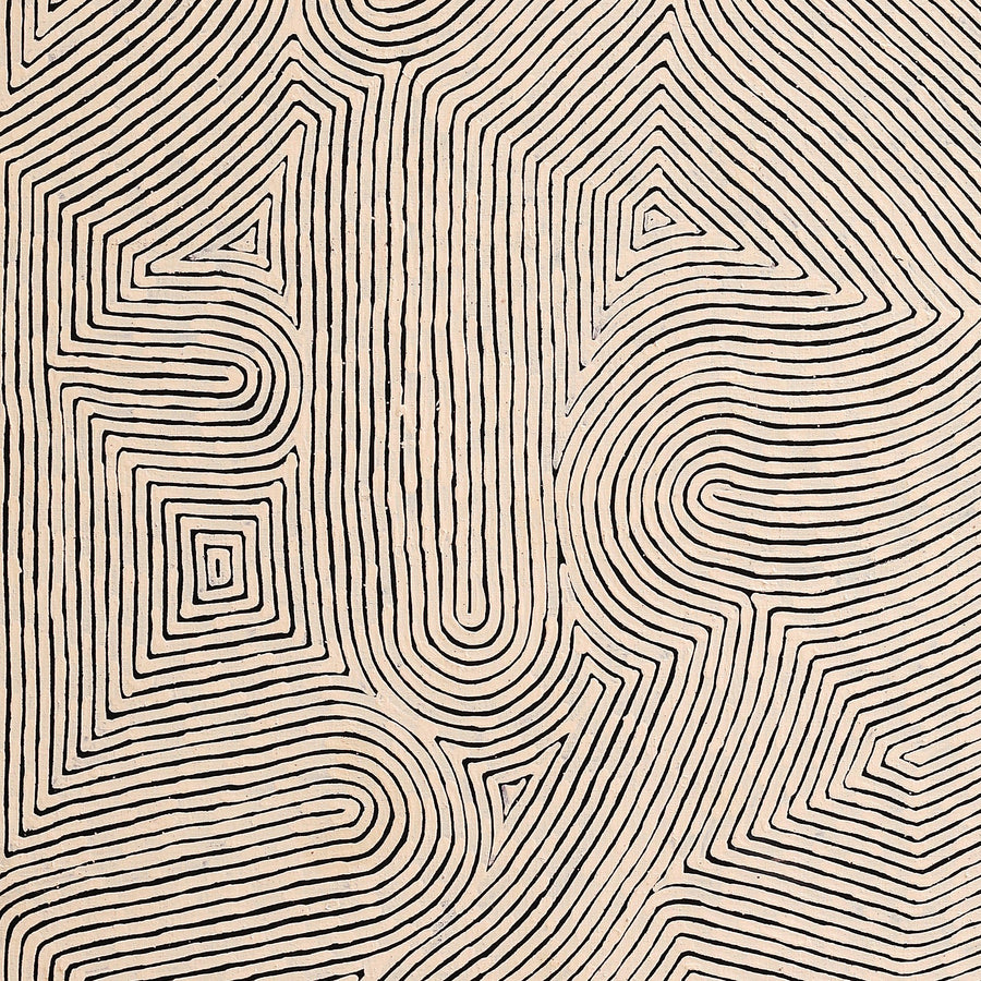 Aboriginal Artwork by Walter Jangala Brown, Tingari Cycle, 183x91cm
