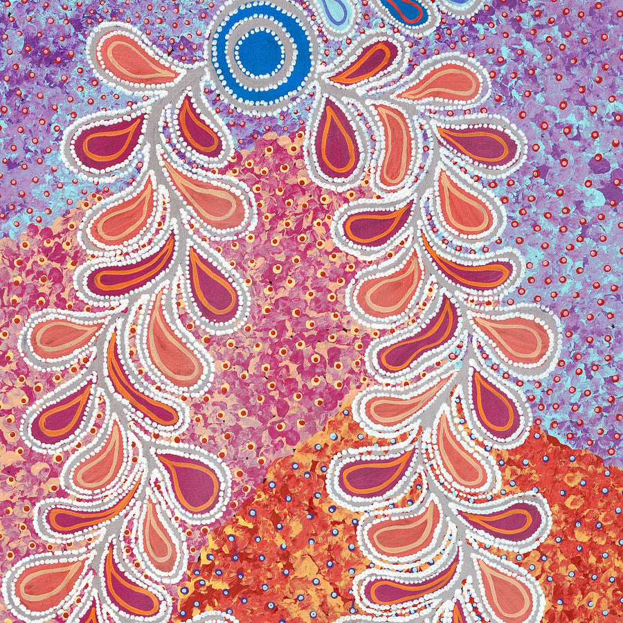 Aboriginal Artwork by Brenda Punytjina Armstrong, Kaliny-kalinypa / Ultukunpa Jukurrpa - Honey Grevillea Dreaming, 107x61cm