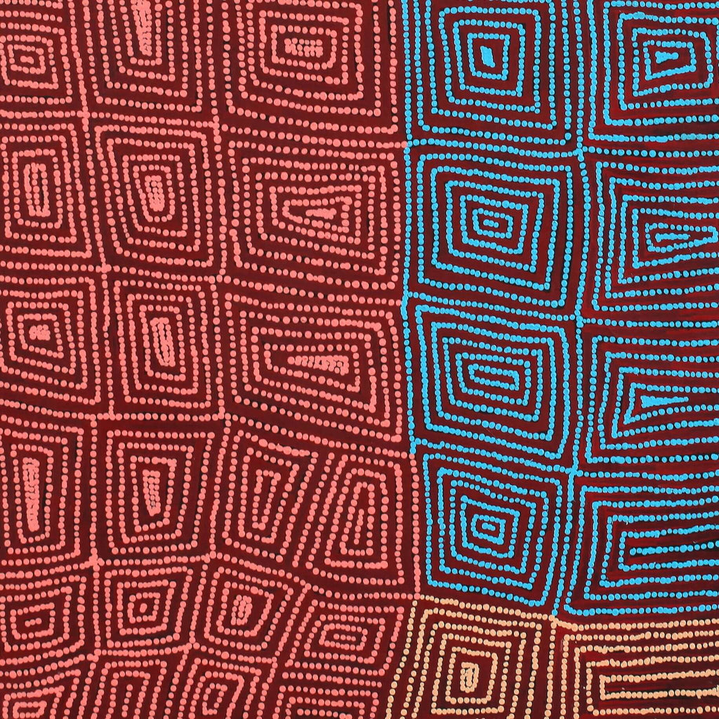 Aboriginal Artwork by Carol Nampijinpa Larry, Karnta Jukurrpa (Womens Dreaming), 91x91cm