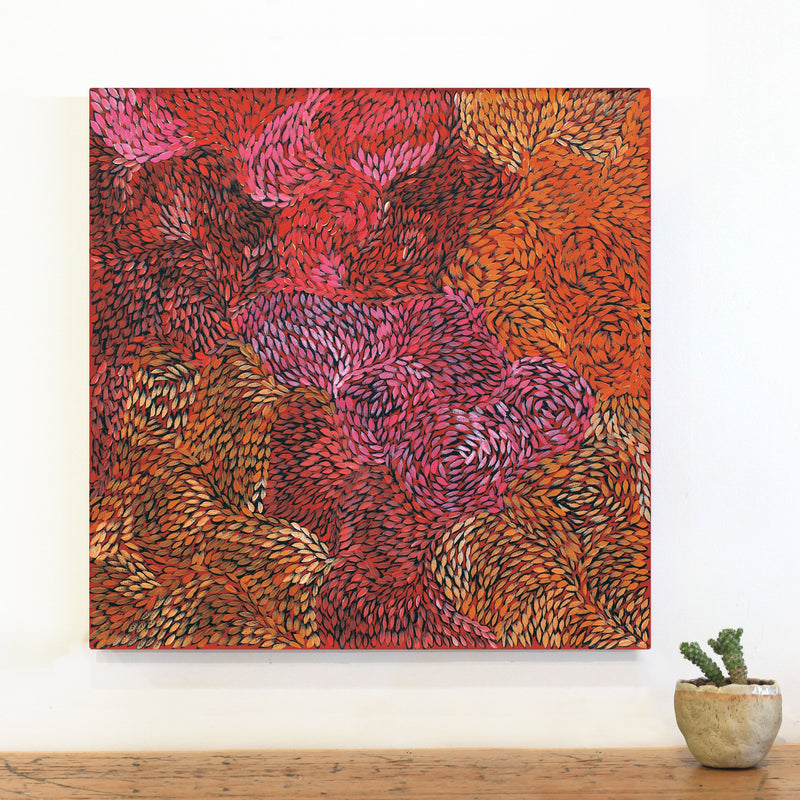 Aboriginal Artwork by Daphne Napurrula Marks, Yalka Dreaming (bush onion), 50x50cm