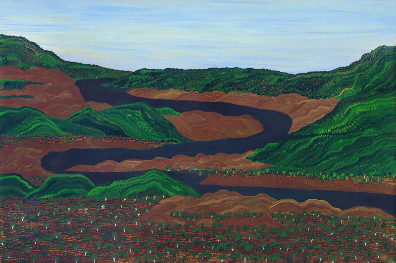 Aboriginal Artwork by Faith Thompson, Mara Country, 90x60cm
