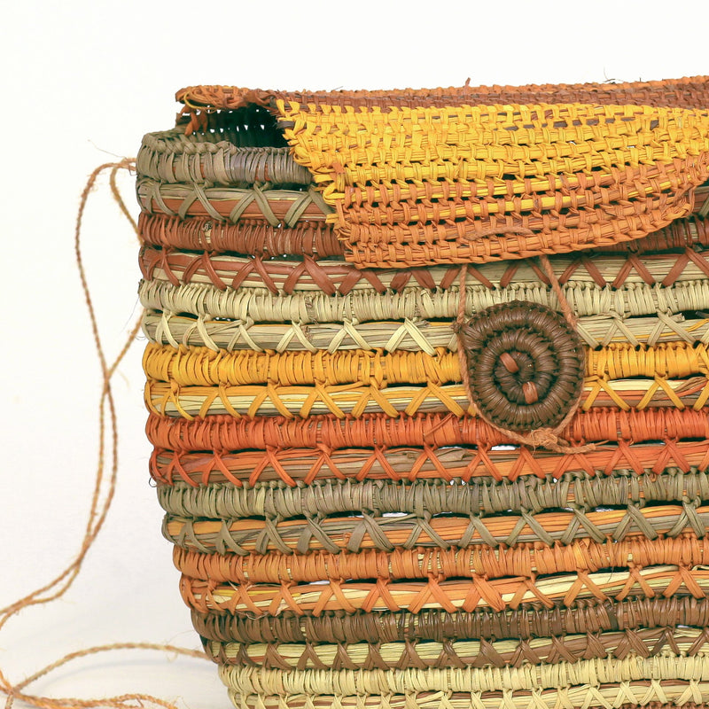 Aboriginal Artwork by Charmaine Ashley, Gapuwiyak - Woven Bag