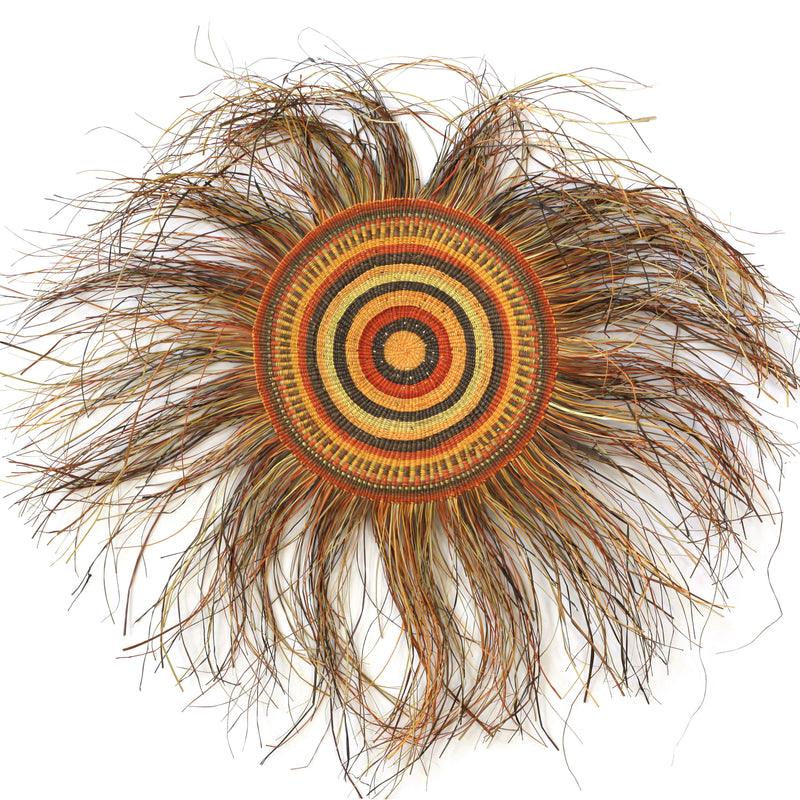 Aboriginal Artwork by Helen Djaypila Guyula, Gapuwiyak - Woven Mat, 49cm