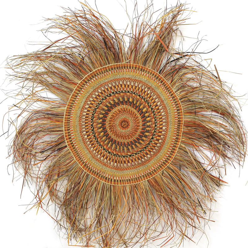 Aboriginal Artwork by Helen Djaypila Guyula, Gapuwiyak - Woven Mat 59cm