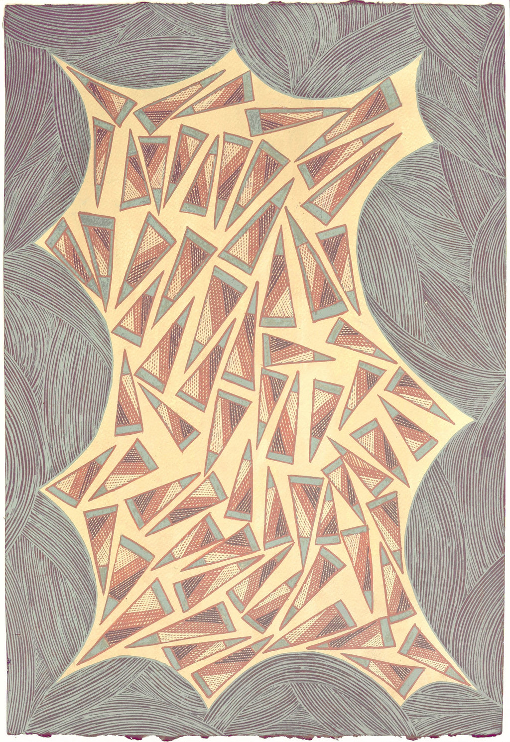 Aboriginal Artwork by Johnny Malibirr Warrkatja, Ngambi and Larr (Flint and Spear Heads), Gapuwiyak - 53x38cm