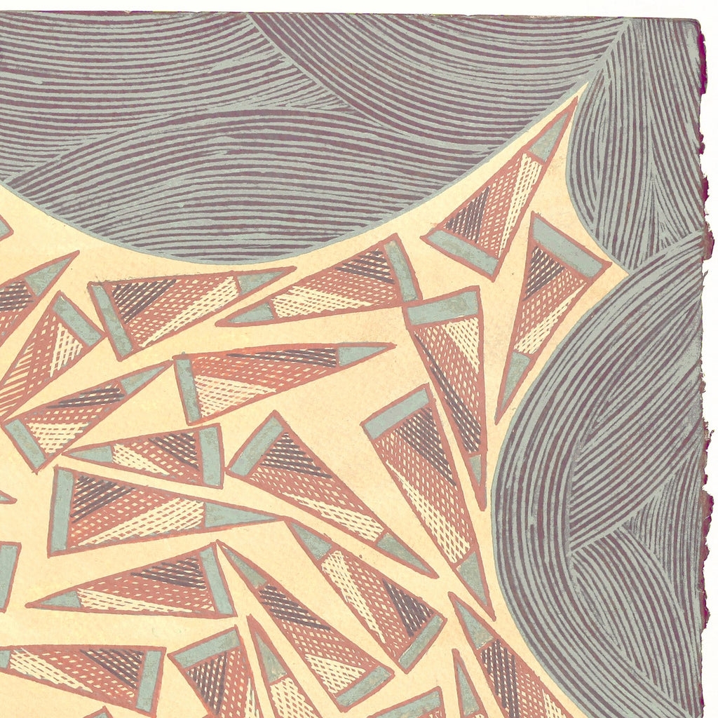 Aboriginal Artwork by Johnny Malibirr Warrkatja, Ngambi and Larr (Flint and Spear Heads), Gapuwiyak - 53x38cm