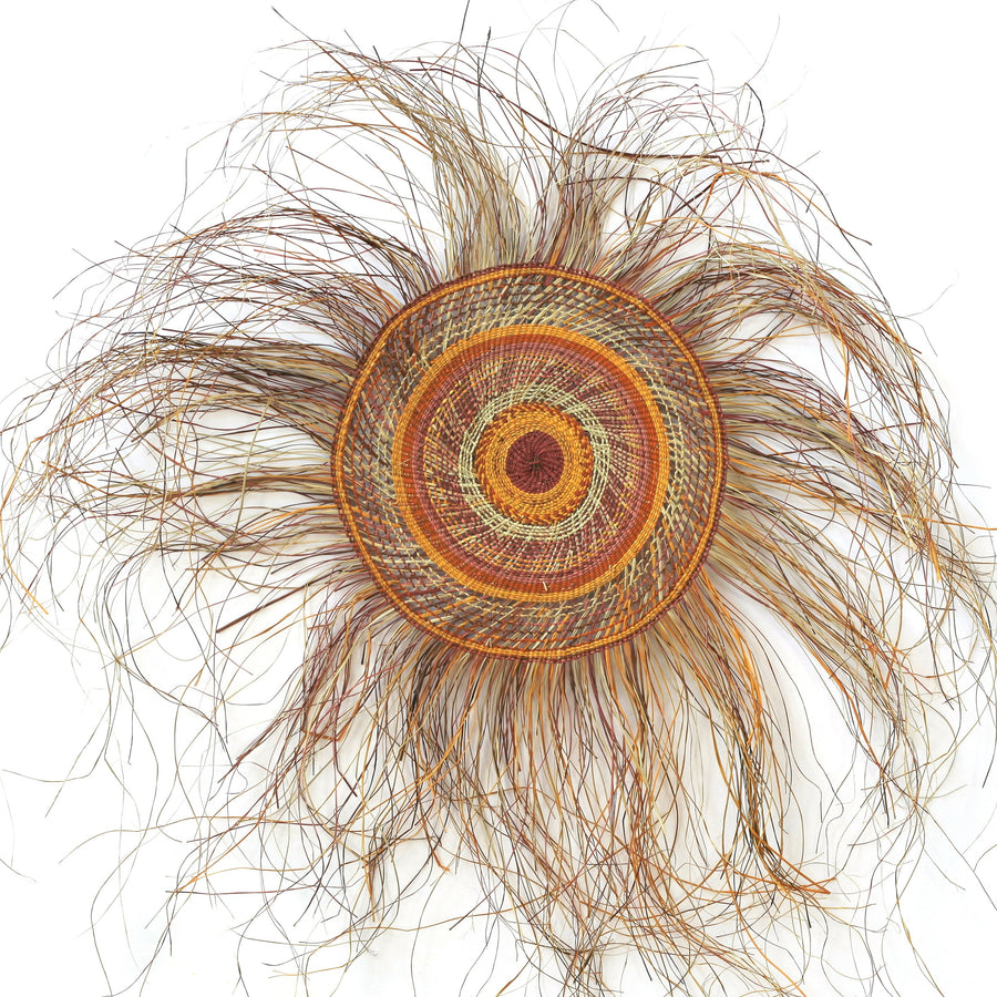 Aboriginal Artwork by Kathy Nyinyipuya Guyula, Gapuwiyak - Woven Mat, 50cm