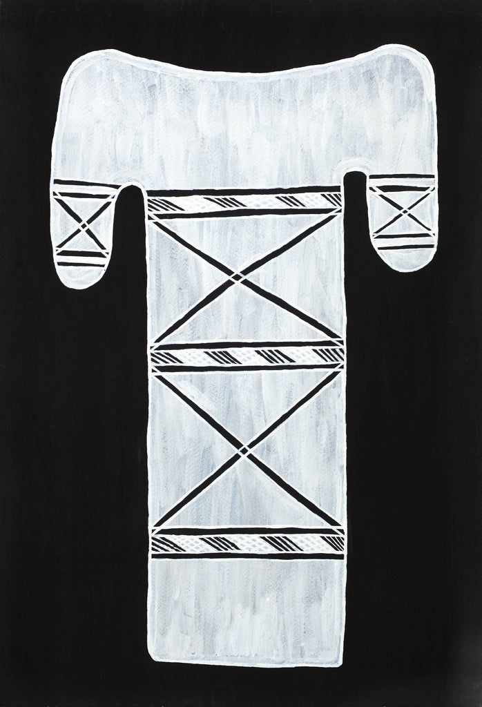 Aboriginal Artwork by Yikaki Maymuru Paul, Wangupini (Thunder cloud), Gapuwiyak - 56x38cm