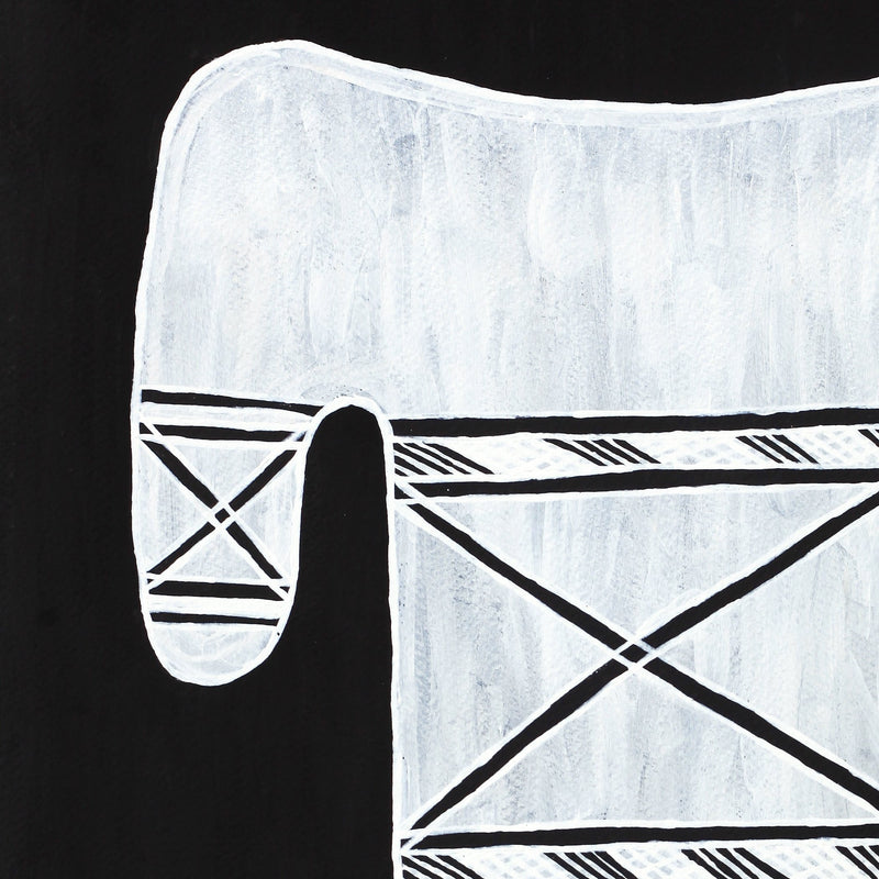 Aboriginal Artwork by Yikaki Maymuru Paul, Wangupini (Thunder cloud), Gapuwiyak - 56x38cm