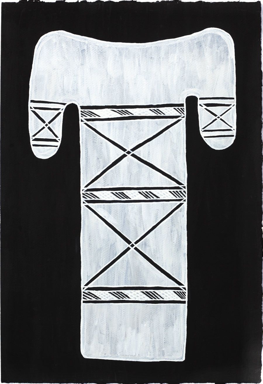 Aboriginal Artwork by Yikaki Maymuru Paul, Wangupini (Thunder cloud), Gapuwiyak - 56x38cm