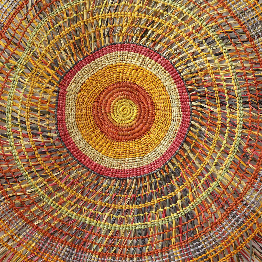 Aboriginal Artwork by Anna Ramatha Malibirr, Gapuwiyak - 110cm Woven Mat