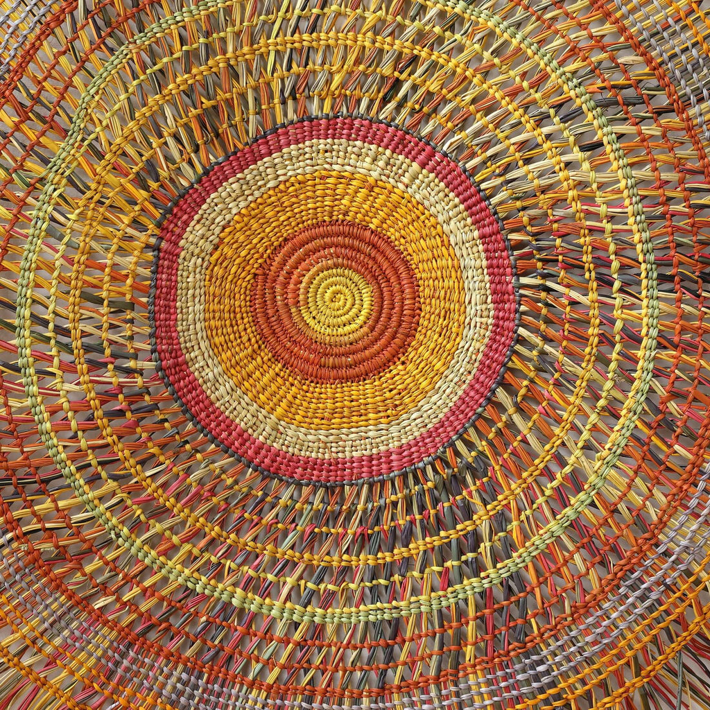 Aboriginal Artwork by Anna Ramatha Malibirr, Gapuwiyak - 110cm Woven Mat - ART ARK®