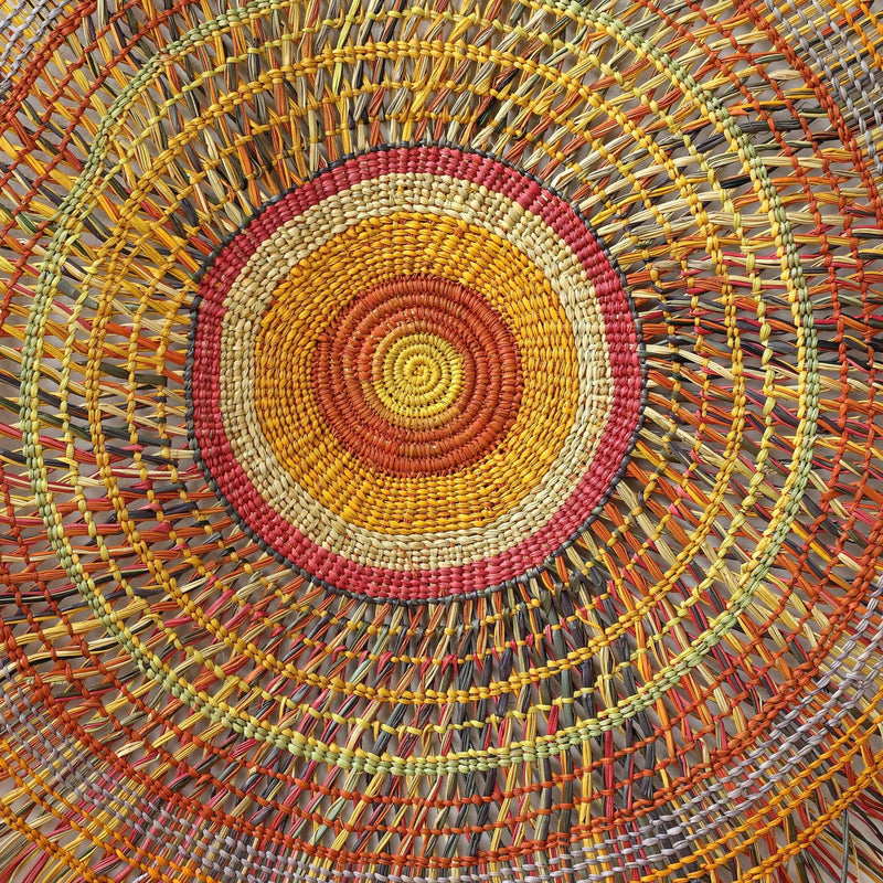 Aboriginal Artwork by Anna Ramatha Malibirr, Gapuwiyak - 110cm Woven Mat