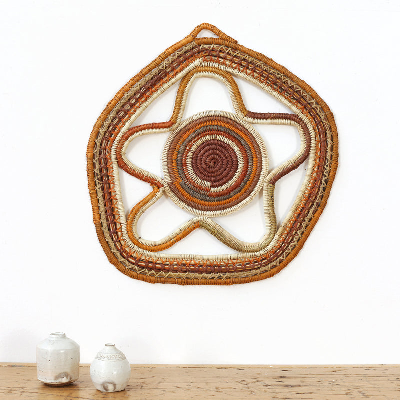 Aboriginal Artwork by Charmaine Ashley - Woven Mat - 36x35cm