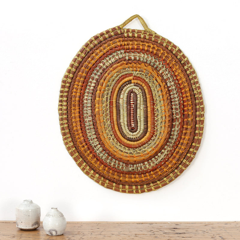 Aboriginal Artwork by Charmaine Ashley - Woven Mat - 43x34cm