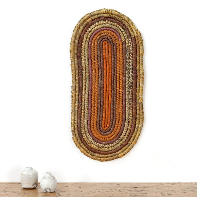 Aboriginal Artwork by Dorothy Bidingal, Gapuwiyak - Woven Mat 49x23cm
