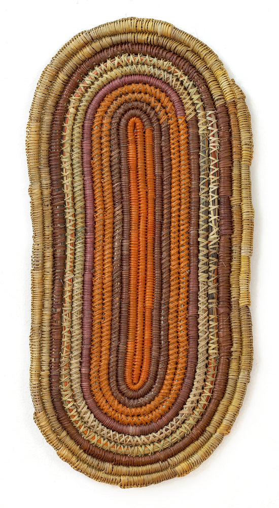 Aboriginal Artwork by Dorothy Bidingal, Gapuwiyak - Woven Mat 49x23cm