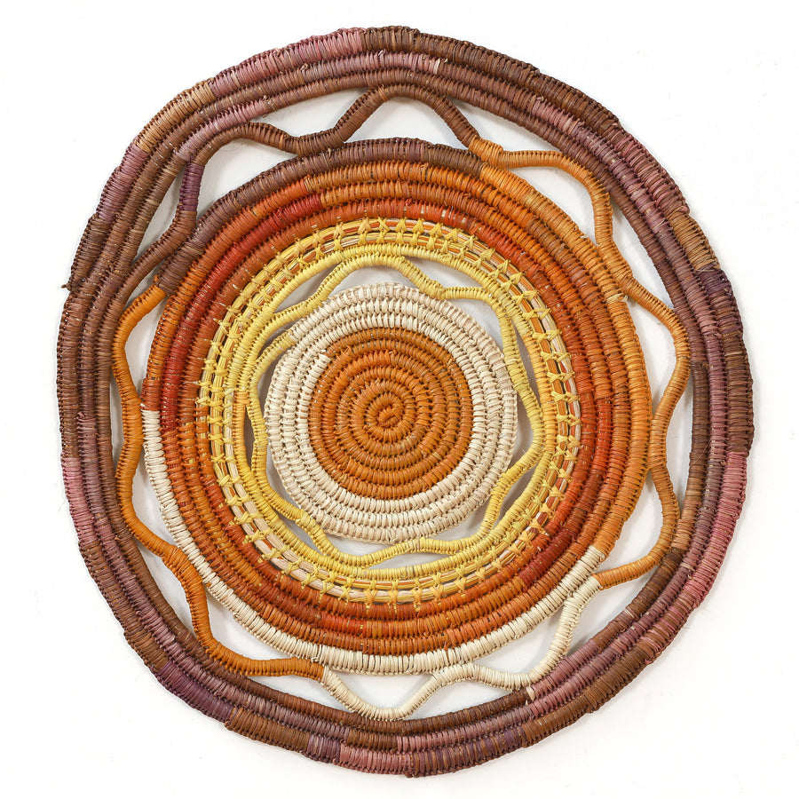 Aboriginal Artwork by Lucy Wanapuyngu - Woven Mat - 40x37cm