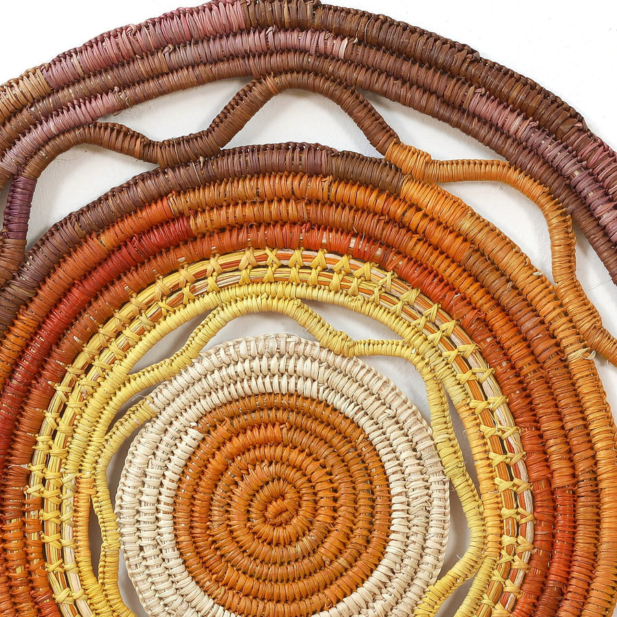 Aboriginal Artwork by Lucy Wanapuyngu - Woven Mat - 40x37cm
