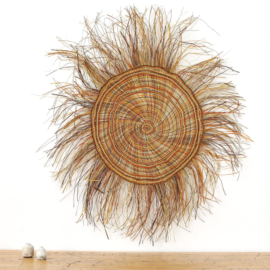 Aboriginal Artwork by Mary Guyula Rruwaypi - Woven Mat - 110cm