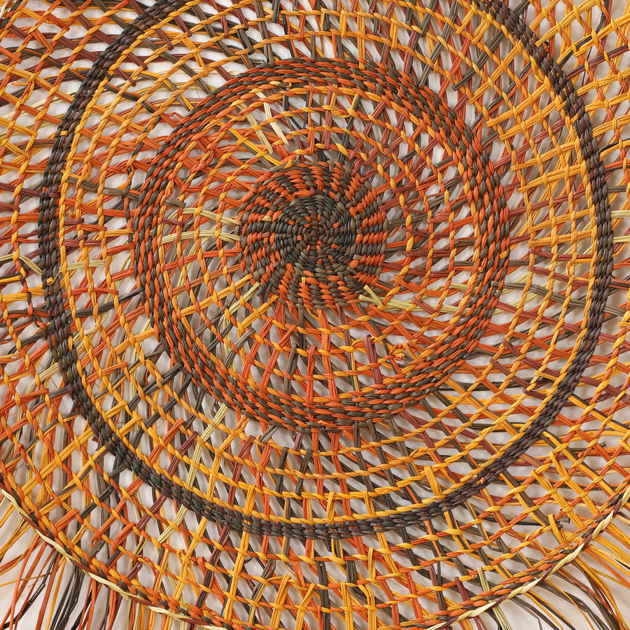 Aboriginal Artwork by Mary Guyula Rruwaypi - Woven Mat - 110cm