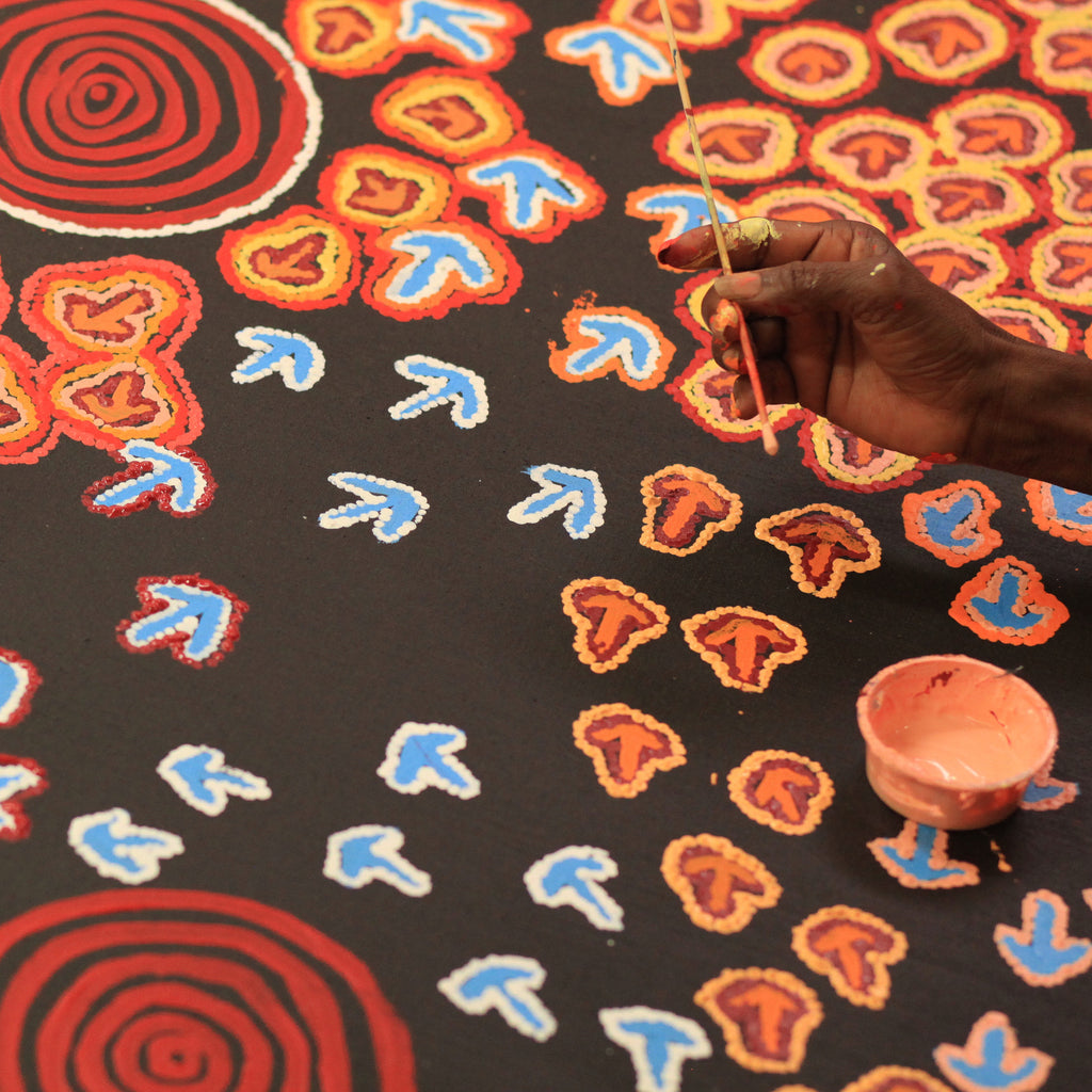 Aboriginal Artwork by Margaret Nangala Gallagher, Yankirri Jukurrpa, 152x107cm