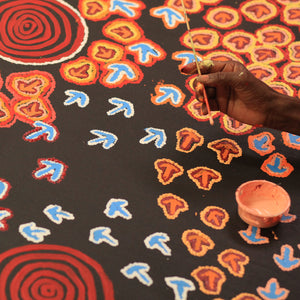 Aboriginal Art by Margaret Nangala Gallagher, Yankirri Jukurrpa, 152x107cm - ART ARK®