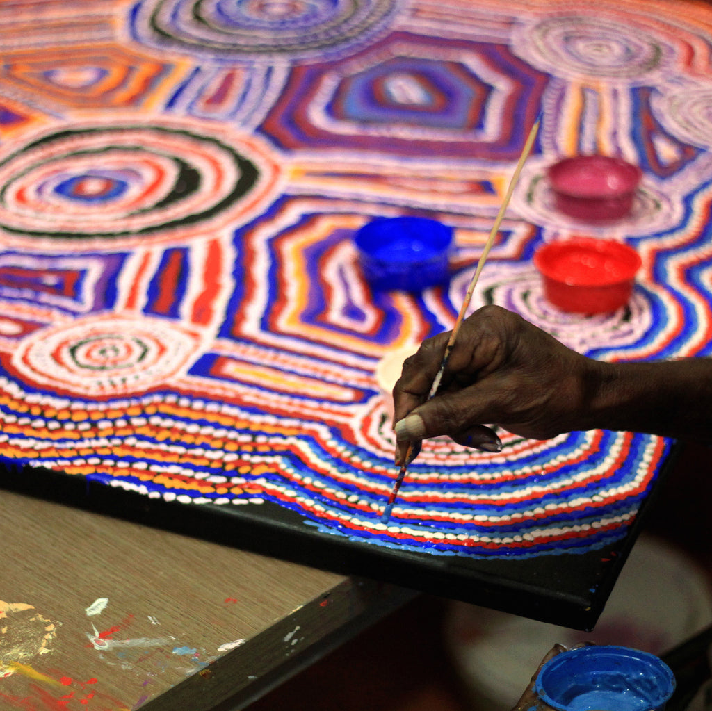 Aboriginal Artwork by Jeani Napangardi Lewis, Mina Mina Jukurrpa - Ngalyipi, 91x91cm