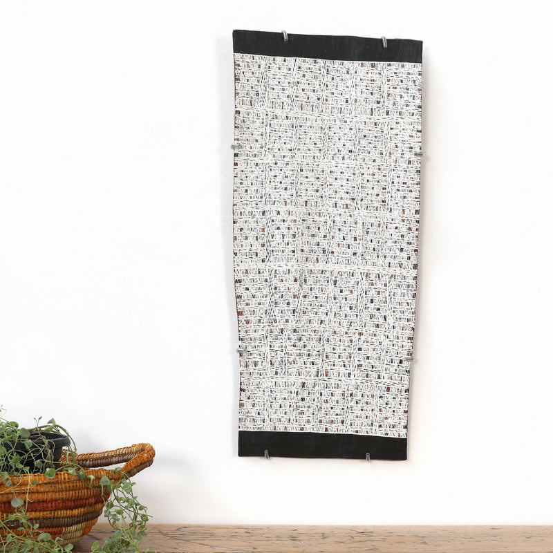 Aboriginal Artwork by Ḏirrpu Marawili Noŋgirrŋa, Djapu Design, 60x27cm Bark