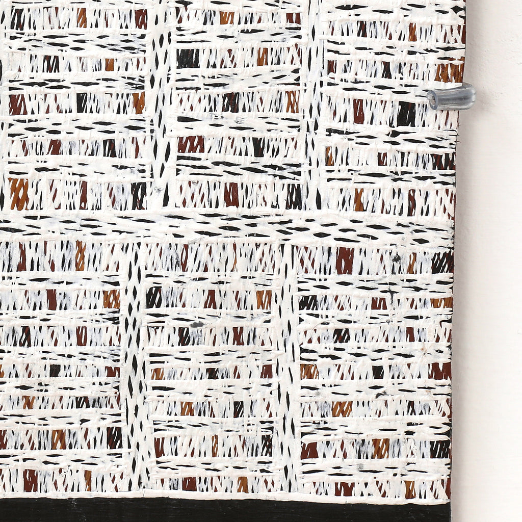 Aboriginal Artwork by Ḏirrpu Marawili Noŋgirrŋa, Djapu Design, 60x27cm Bark