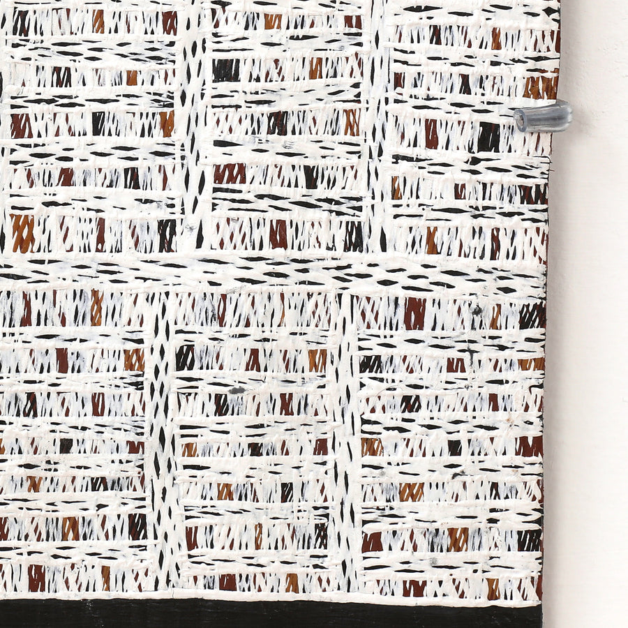 Aboriginal Artwork by Ḏirrpu Marawili Noŋgirrŋa, Djapu Design, 60x27cm Bark