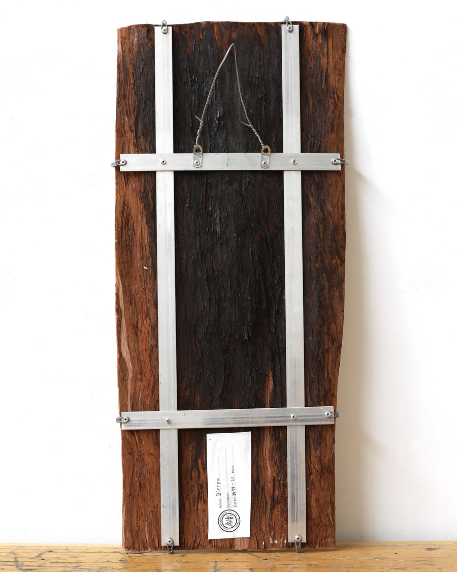 Aboriginal Artwork by Ḏirrpu Marawili Noŋgirrŋa, Djapu Design, 60x27cm Bark