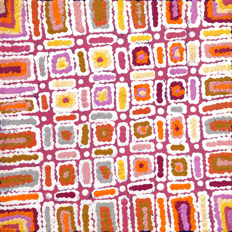 Aboriginal Artwork by Lynette Nangala Singleton, Ngapa Jukurrpa (Water Dreaming) - Puyurru, 30x30cm