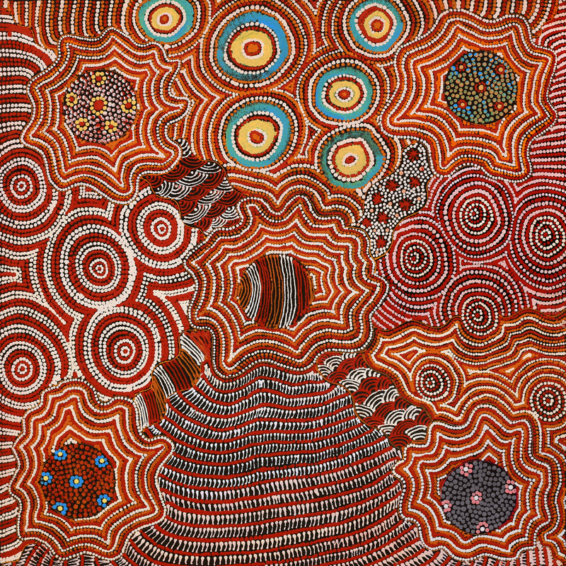 Aboriginal Artwork by Maggie Napangardi Williams, Janmarda Jukurrpa (Bush Onion Dreaming), 61x61cm