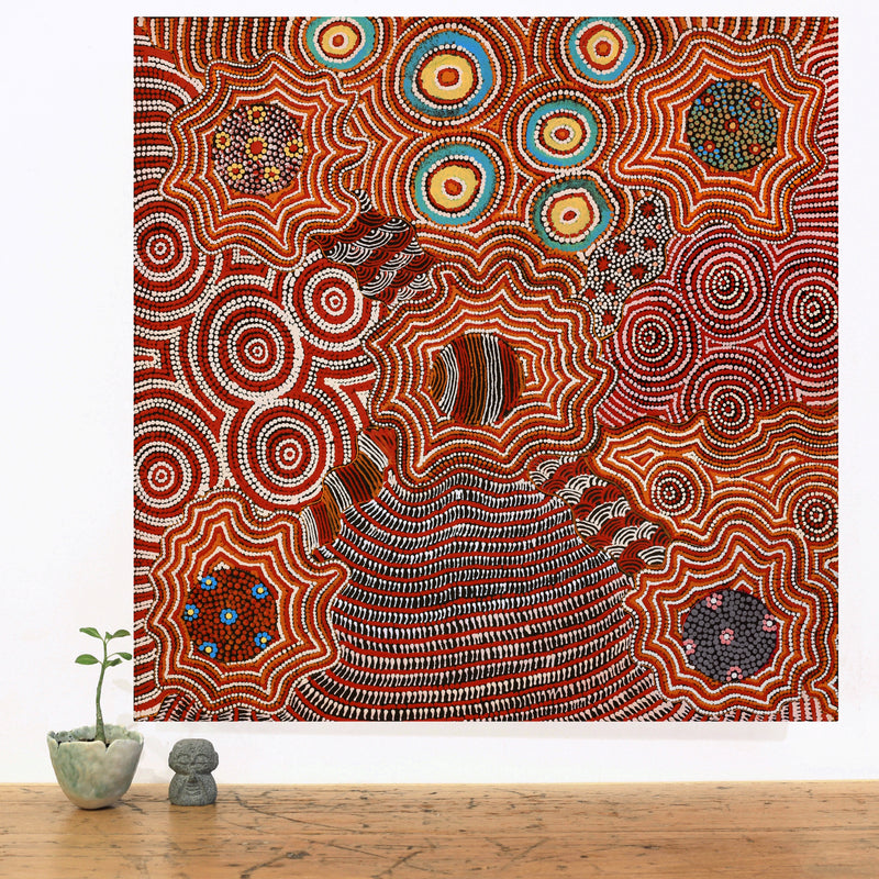 Aboriginal Artwork by Maggie Napangardi Williams, Janmarda Jukurrpa (Bush Onion Dreaming), 61x61cm