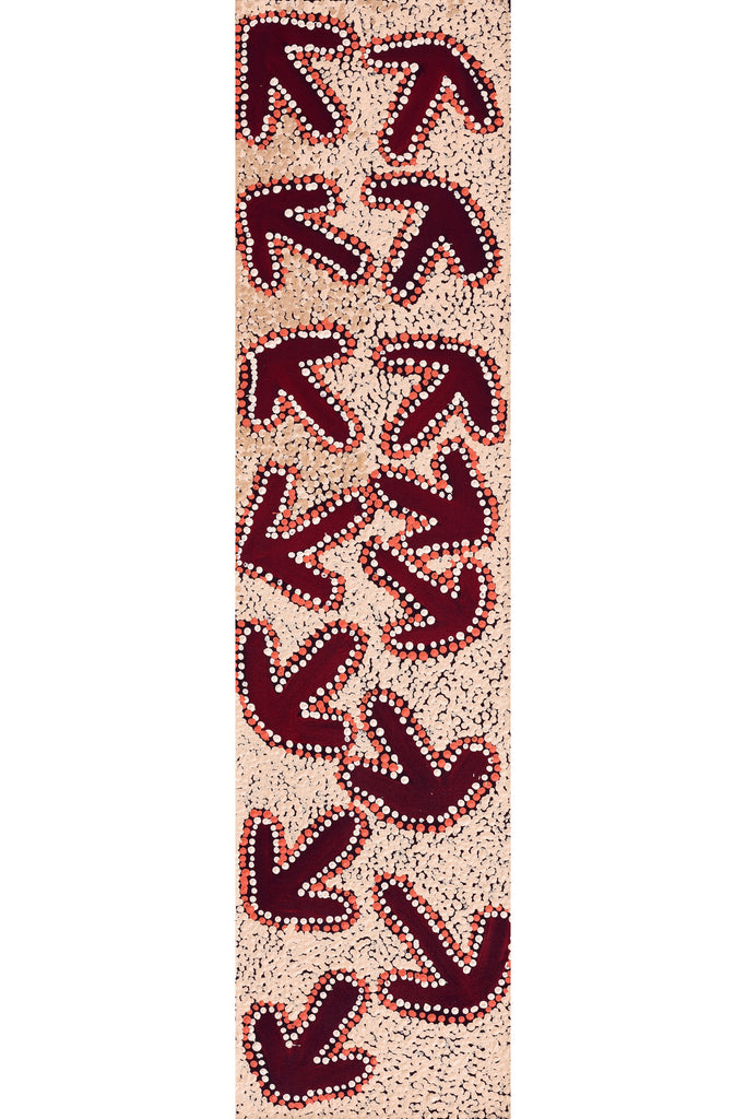 Aboriginal Artwork by Margaret Nangala Gallagher, Yankirri Jukurrpa (Emu Dreaming), 122x30cm