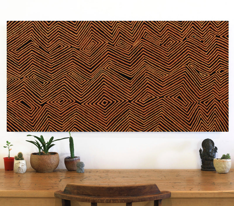 Aboriginal Artwork by Phyllis Donegan, Walka Wiru Ngura Wiru, 122x61cm