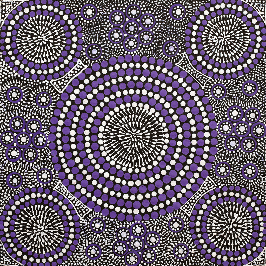 Aboriginal Art by Roseanne Nangala Stirling, Patterns of the Landscape around Yuendumu, 30x30cm - ART ARK®