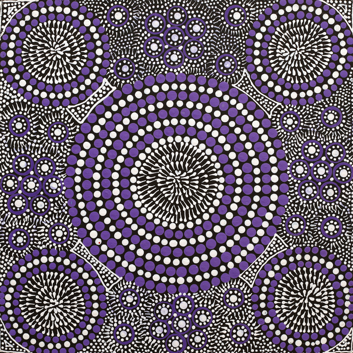 Aboriginal Art by Roseanne Nangala Stirling, Patterns of the Landscape around Yuendumu, 30x30cm - ART ARK®