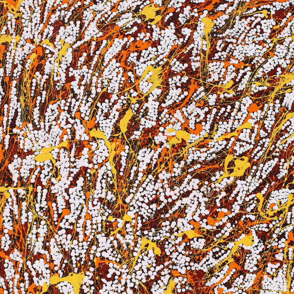 Aboriginal Artwork by Sarah-Jane Nampijinpa Singleton, Yankirri Jukurrpa (Emu Dreaming) - Ngarlikirlangu, 76x46cm