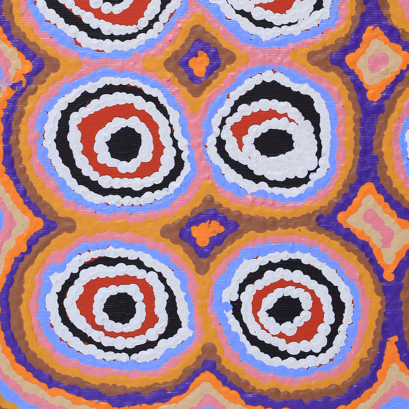 Aboriginal Artwork by Simone Nampijinpa Brown, Ngapa Jukurrpa (Water Dreaming) - Puyurru, 30x30cm
