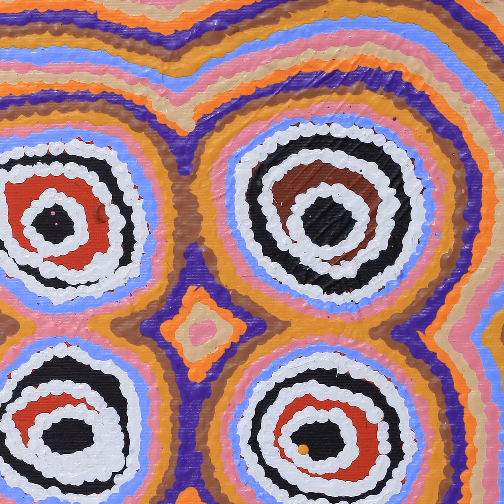 Aboriginal Art by Simone Nampijinpa Brown, Ngapa Jukurrpa (Water Dreaming) - Puyurru, 30x30cm - ART ARK®